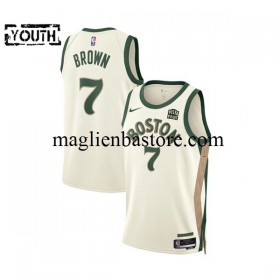 Maglia NBA Boston Celtics Jaylen Brown 7 2023-2024 Nike City Edition Bianco Swingman - Bambino
